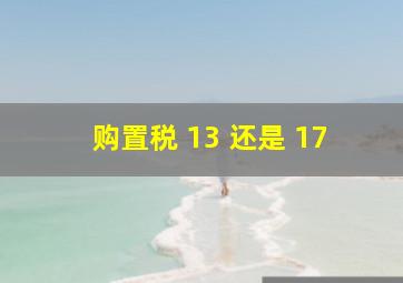 购置税 13 还是 17